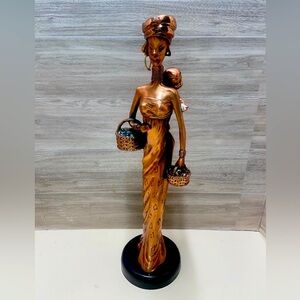 Copper Resin Tribal Women Carrying Baby Bond Between Mother & Child  READ